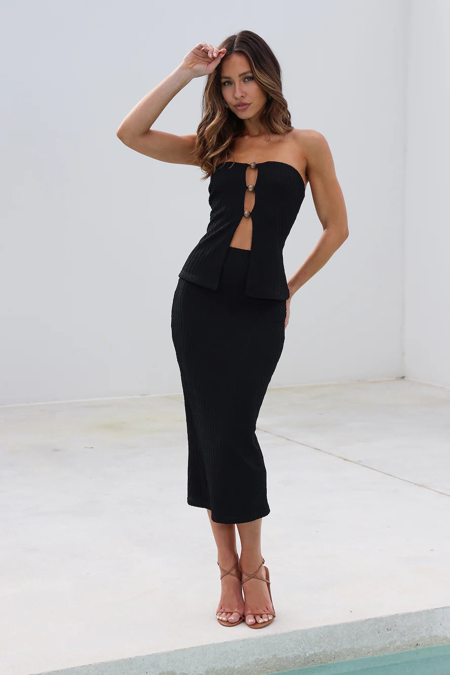Frozen Drinks Midi Skirt Black