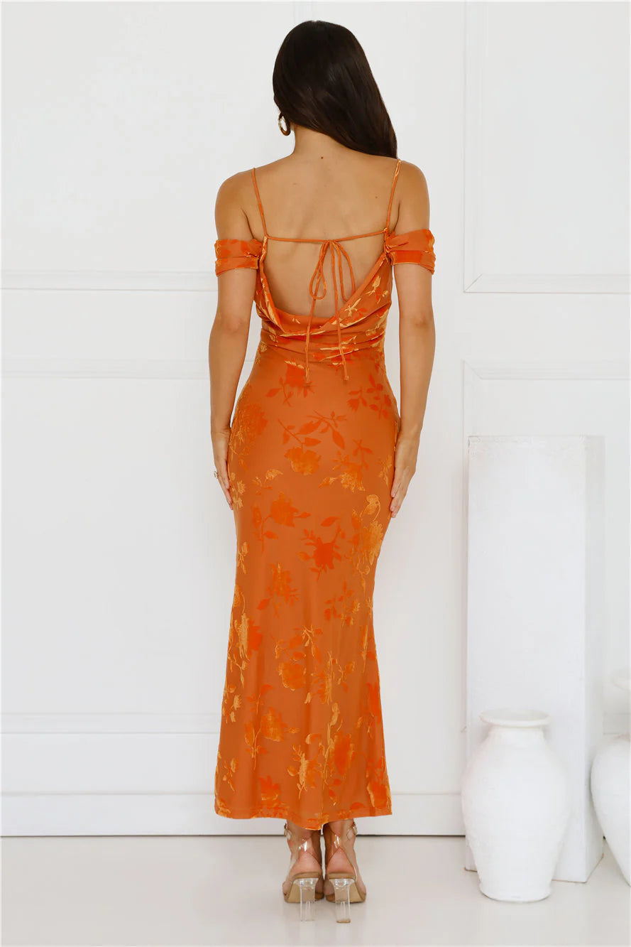 Good Fun Off Shoulder Maxi Dress Orange
