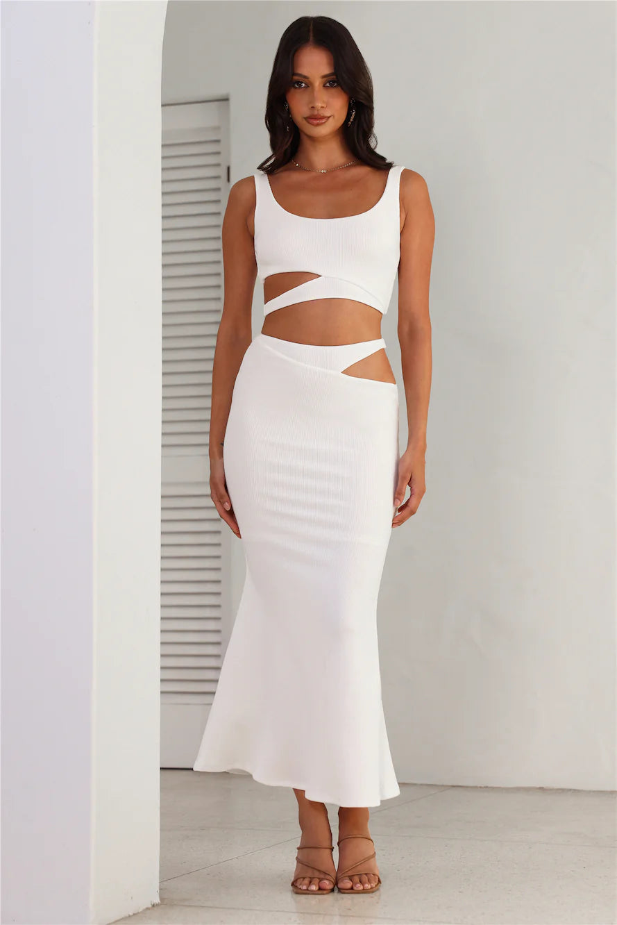 Where Did You Go Ribbed Crop Top White