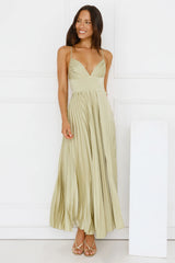 Exclusive Invite Satin Maxi Dress Lime