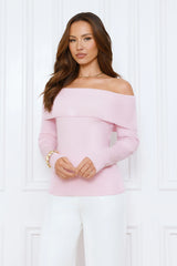 Dreamwave Off Shoulder Knit Top Pink