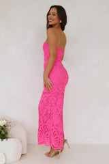 Counting Days Strapless Maxi Dress Hot Pink