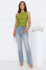 Fun In Motion Mesh Off Shoulder Top Olive