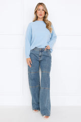 Winter Escape Knit Sweater Blue