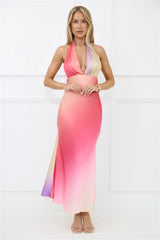 Dreams in Colour Satin Maxi Dress Multi