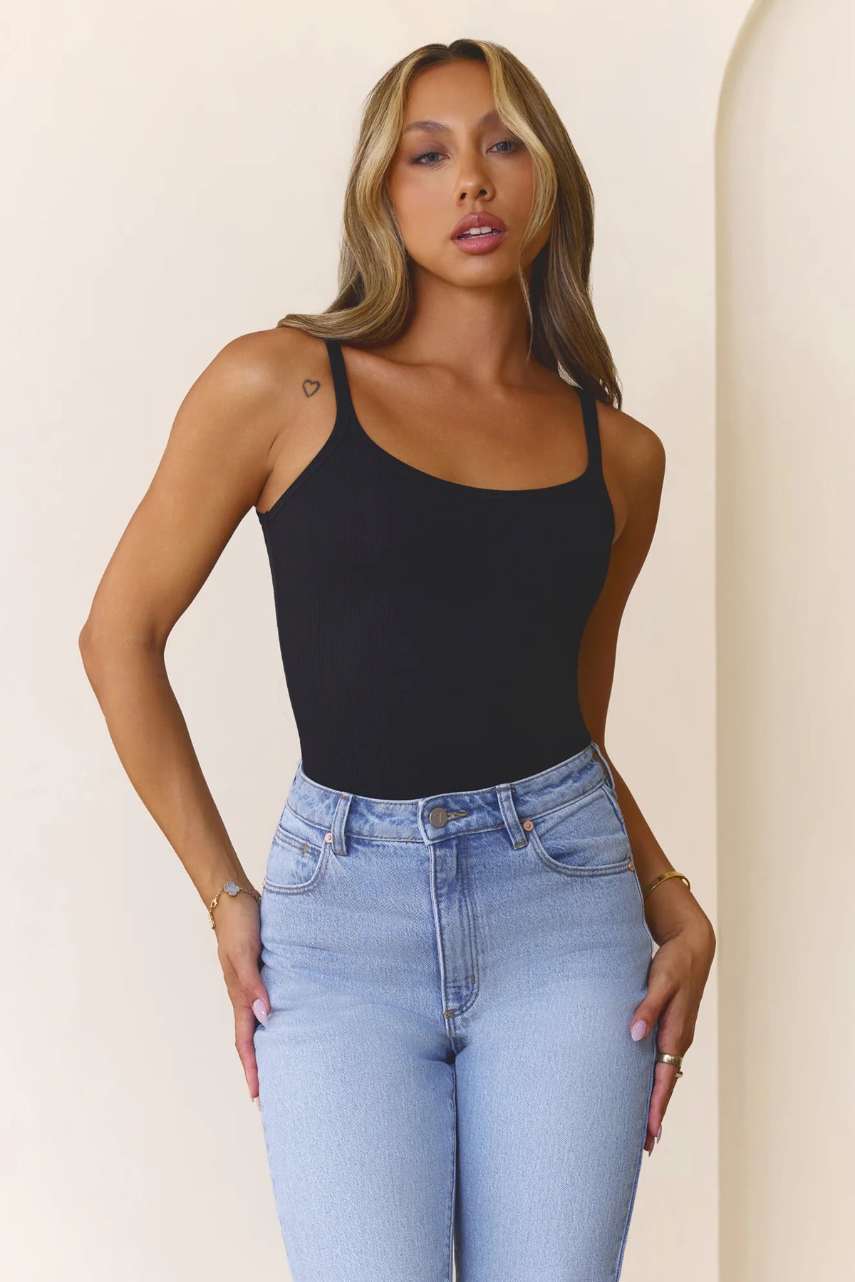 BASE Luxe Rib Weekender Cami Top Black