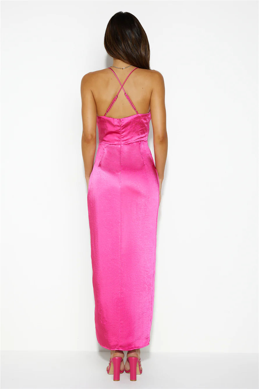 Bring The Romance Satin Maxi Dress Pink