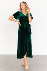 Nadine Velvet Midi Dress | Green