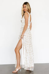 Kassia Applique Maxi Dress | Off White + Gold