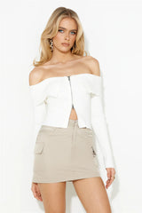 Time To Get It Ribbed Top White