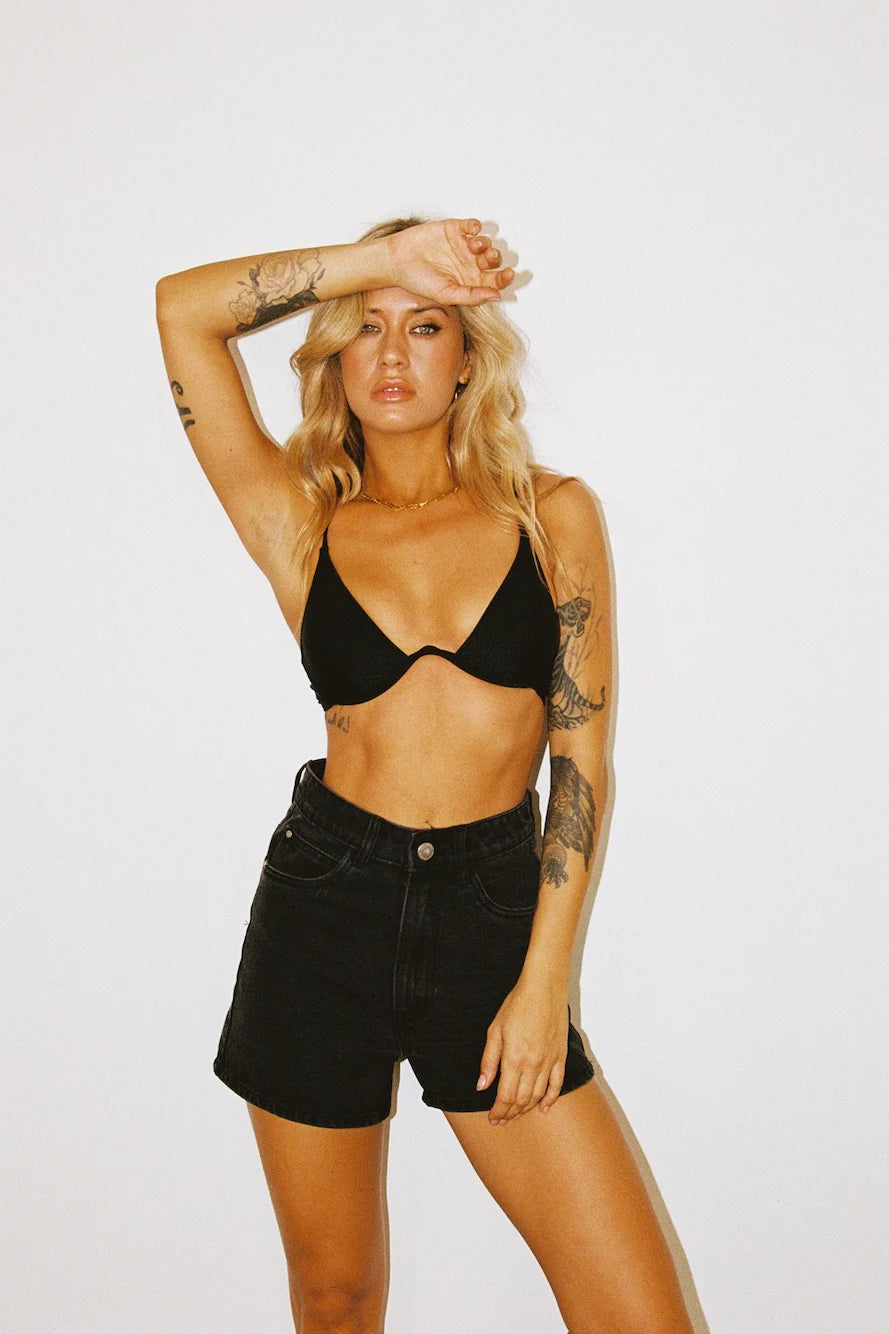 DNM High Rise Denim Shorts Black