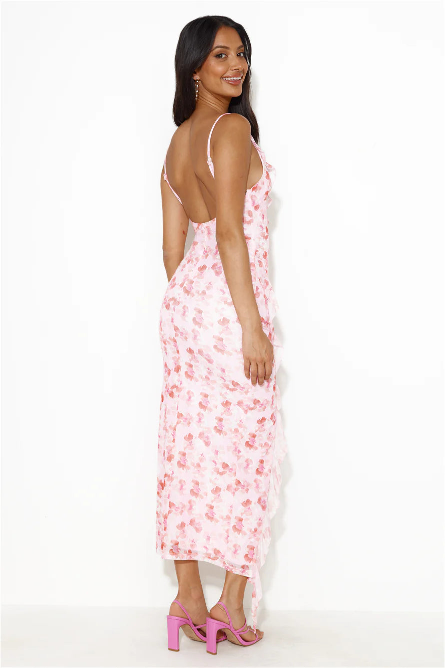 Good Style Lover Mesh Midi Dress Pink