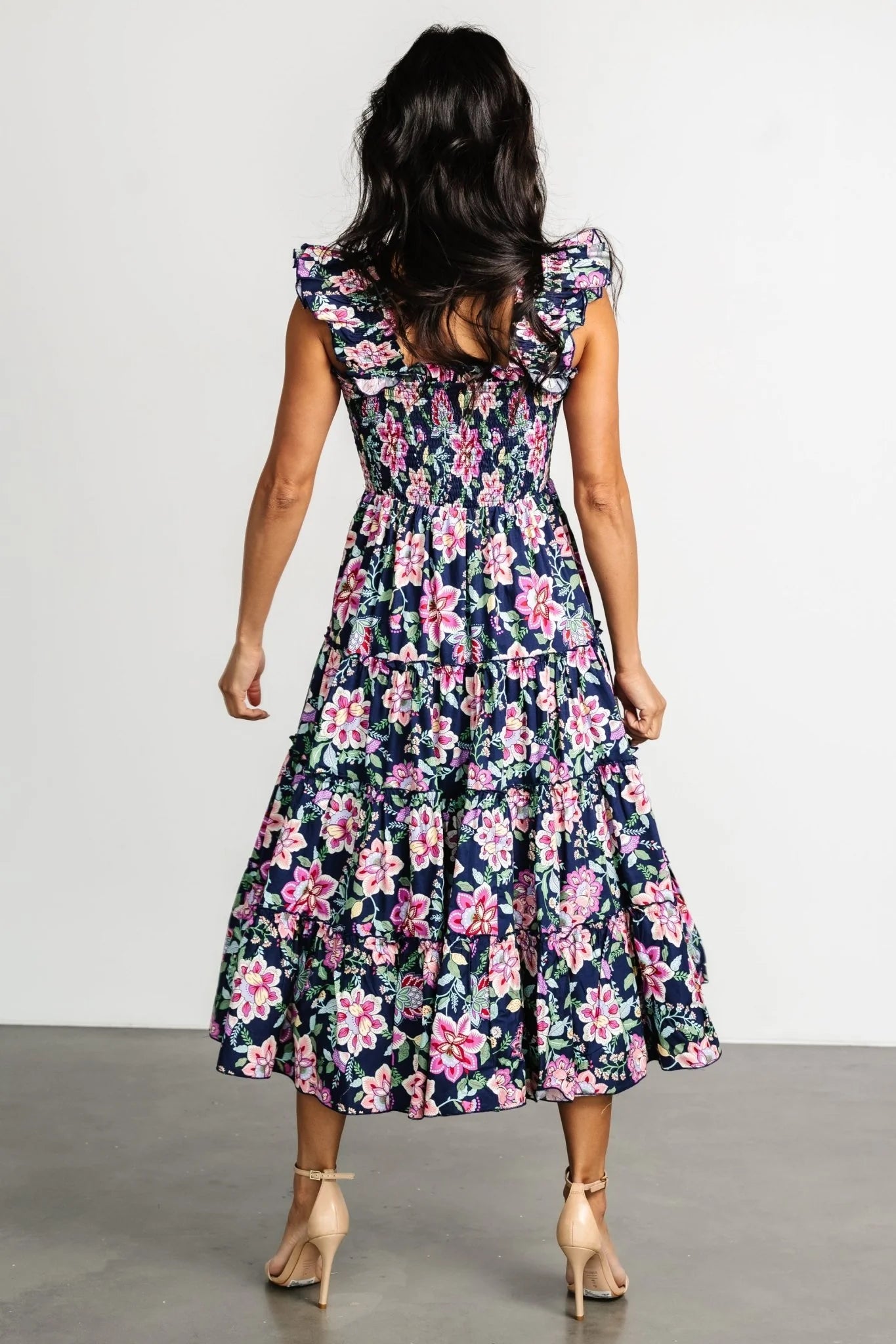 Tatum Smocked Tiered Dress | Navy Multi