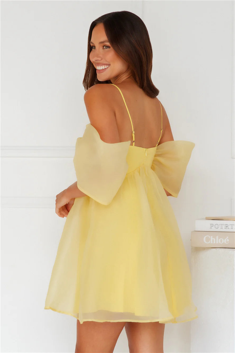 Embracing Formality Mini Dress Yellow