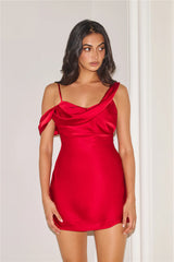 Elegance Of You Satin Mini Dress Burgundy