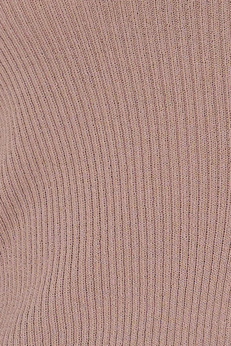 Buttoned Up Ribbed Long Sleeve Top Brown