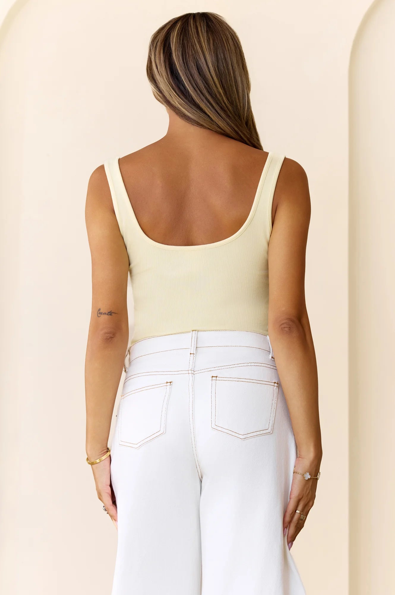 BASE Luxe Rib Everyday Staple Singlet Top Yellow