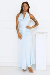 Afterglow Hours Halter Maxi Dress Blue
