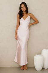 Chic 'Fit Slip Satin Maxi Dress Pink