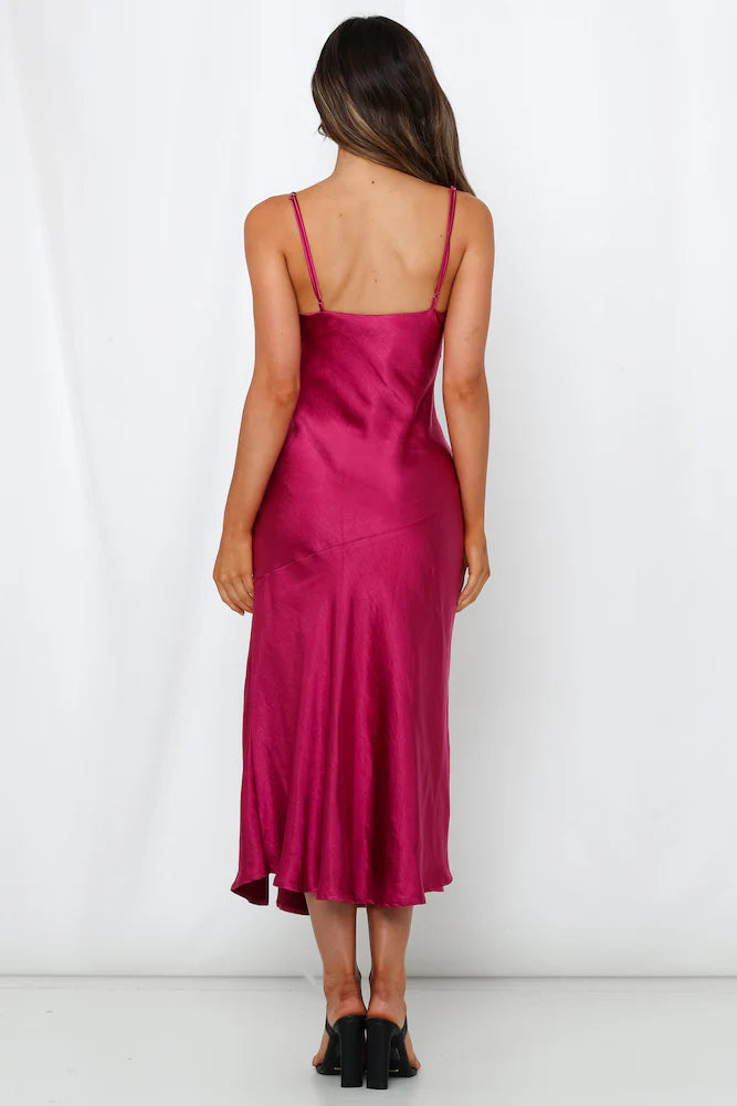 Asking For A Friend Midi Dress Fuchsia
