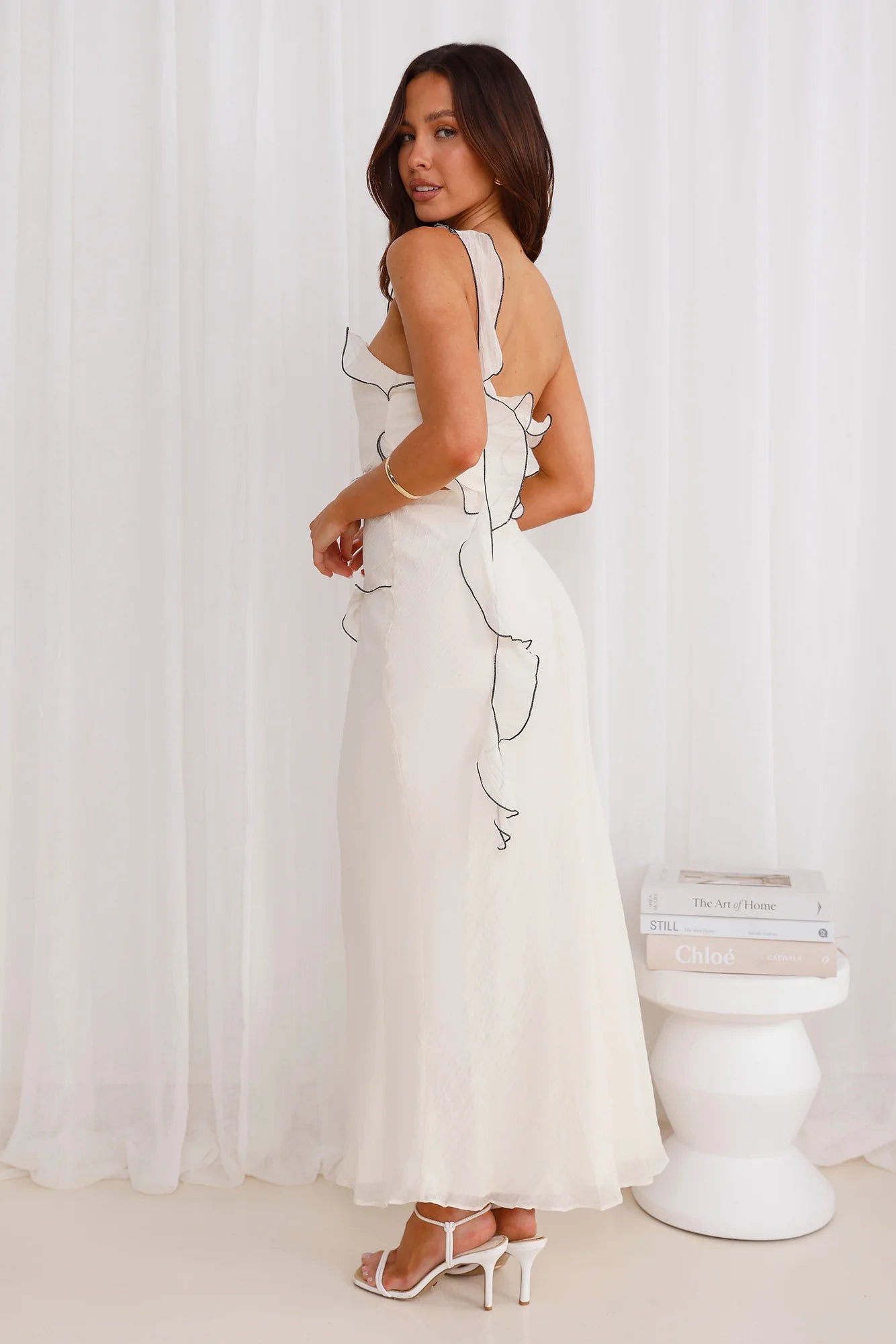 Cinematic Love One Shoulder Maxi Dress Cream