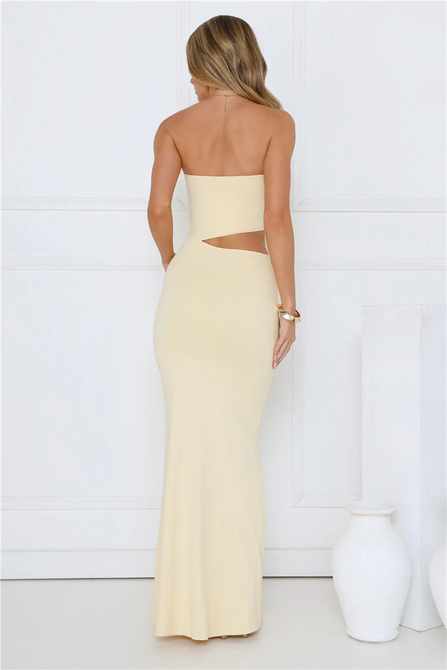 Chic Star Strapless Maxi Dress Yellow