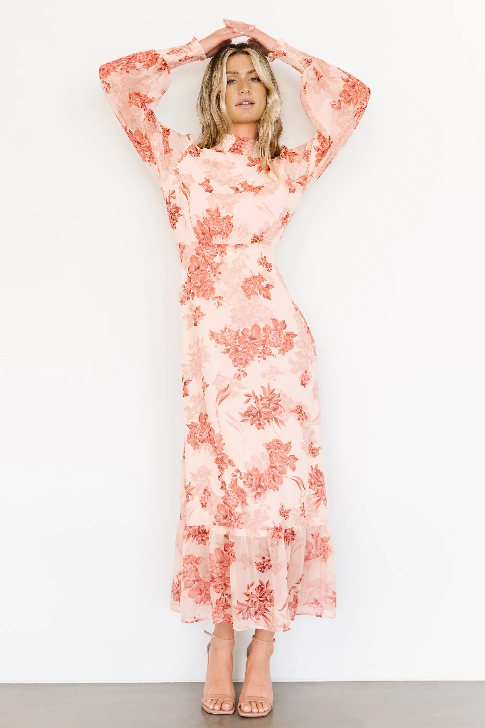 Luciana Maxi Dress | Beige + Rose
