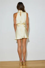 Easy Style Satin Mini Dress Yellow