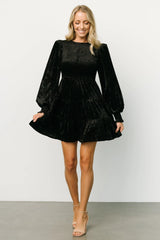 Kele Crushed Velvet Mini Dress | Black
