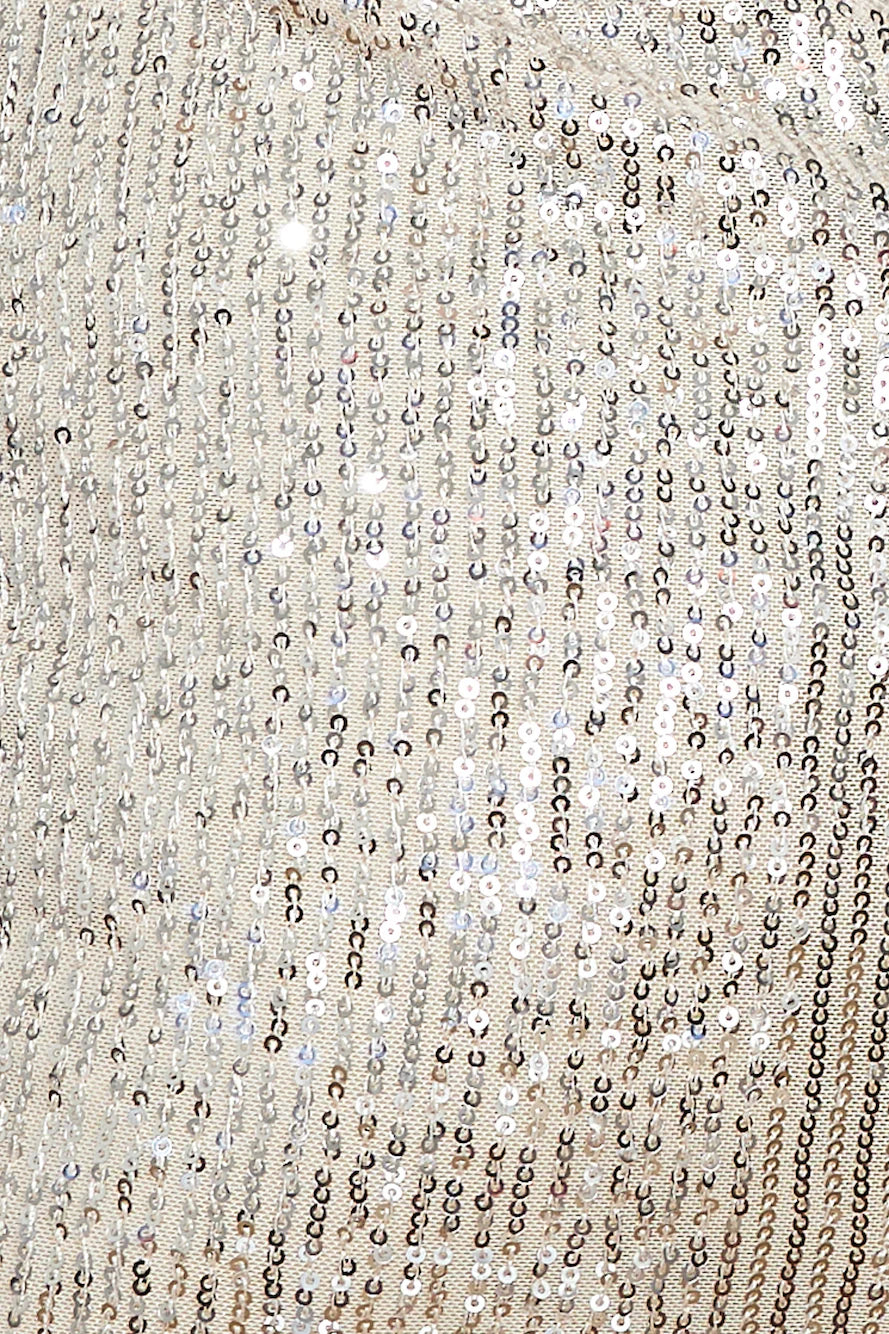 Fun Party Girl Sequin Mini Dress Beige