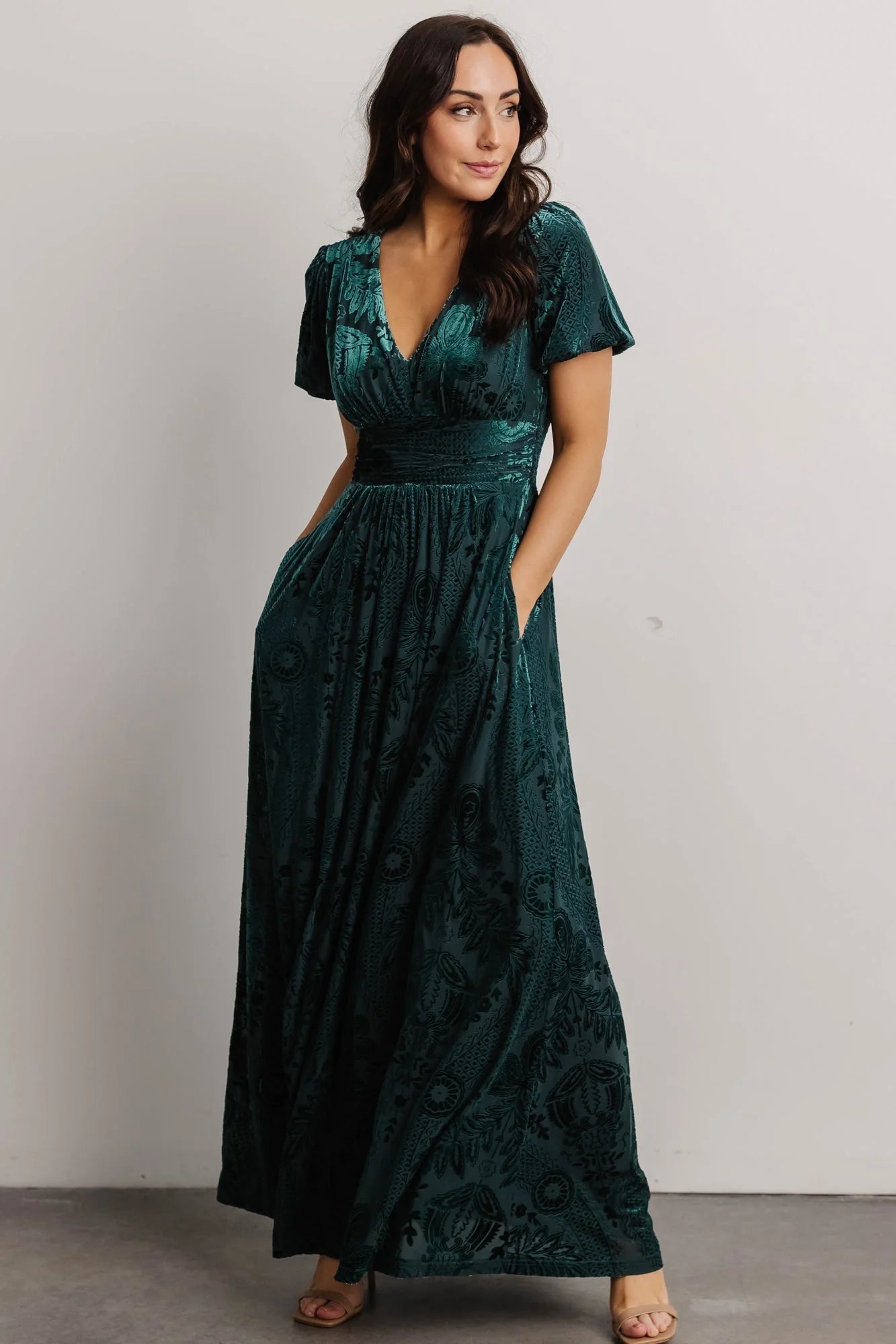 Leslie Velvet Maxi Dress | Emerald