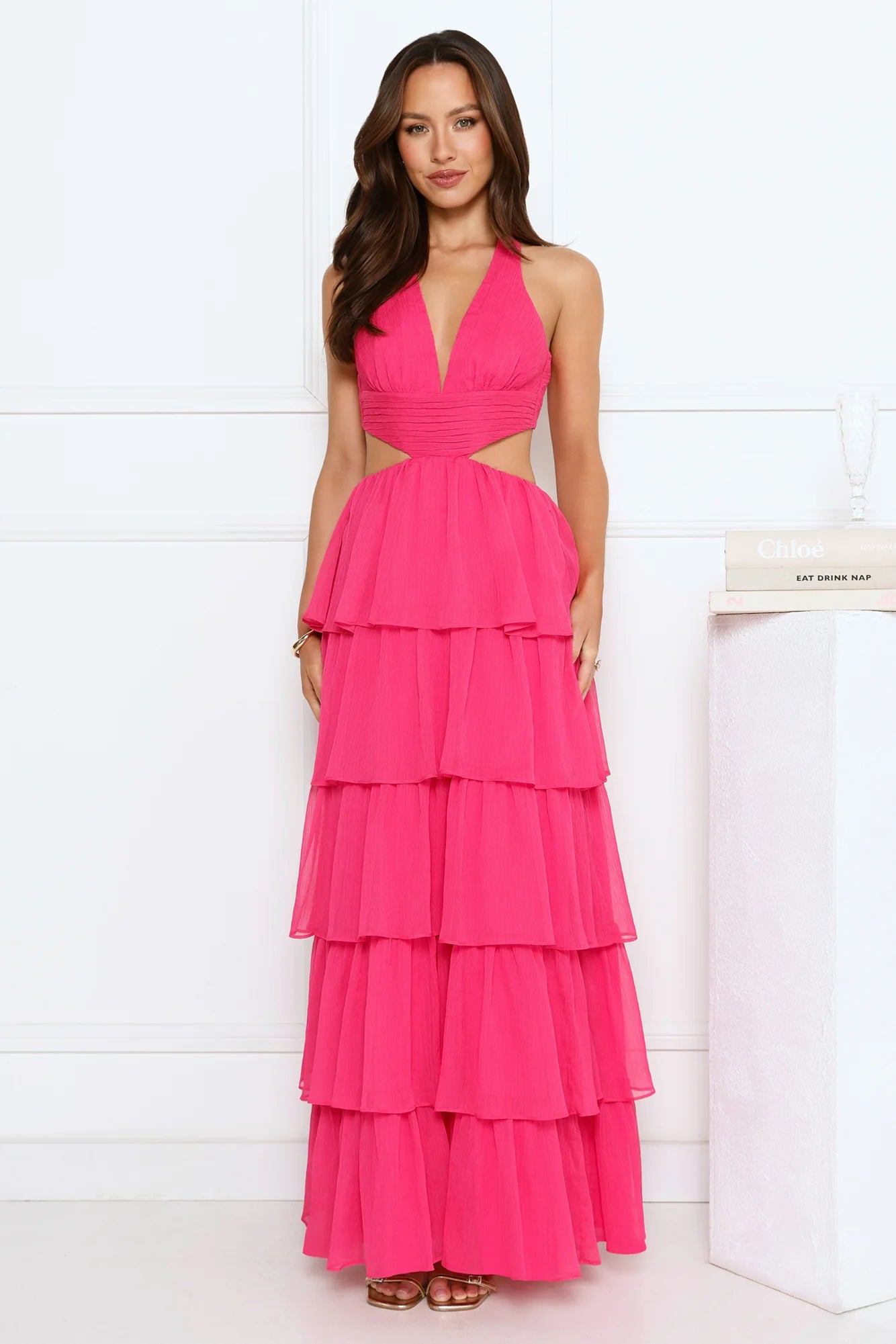Cascading Romance Maxi Dress Pink