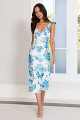 Wild Bloom Club Midi Dress White