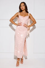 Chandelier Sparkle Sequin Maxi Dress Peach
