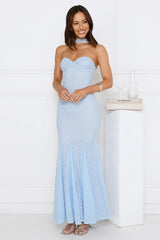 Daring Delight Lace Maxi Dress Blue