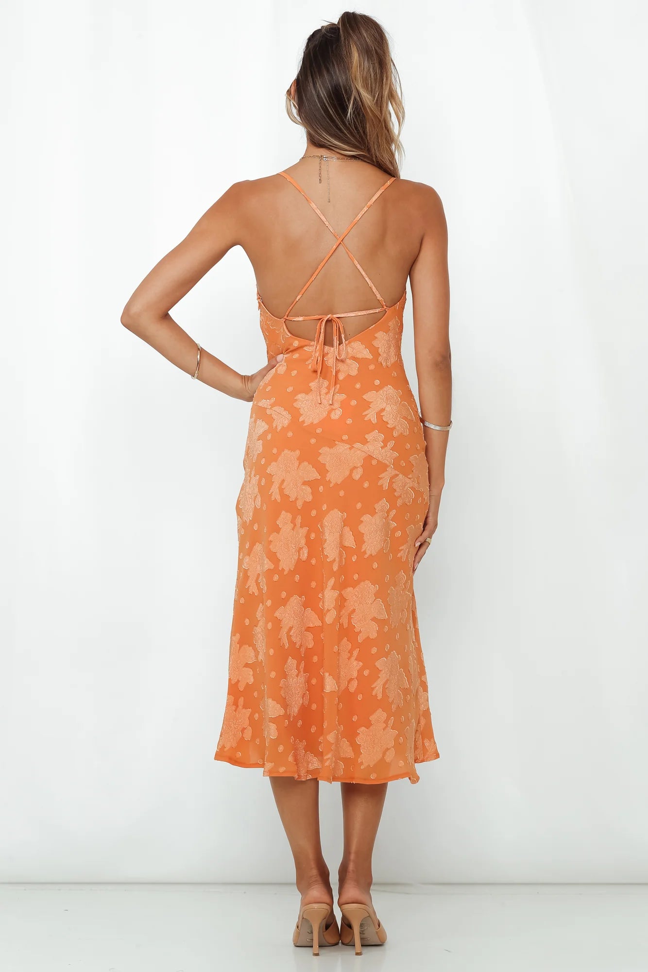 Drinks On Me Midi Dress Orange