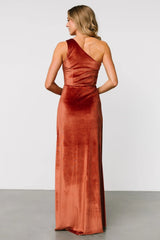 Tatiana Velvet One Shoulder Maxi Dress | Cinnamon