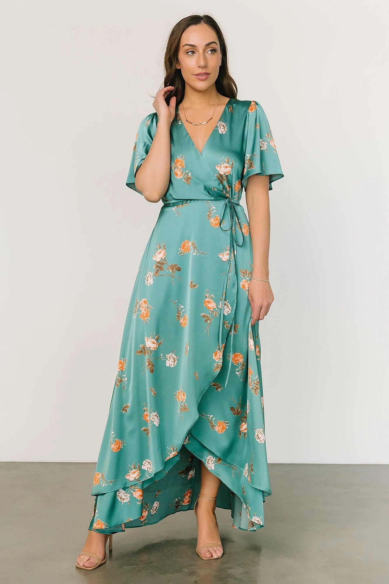 Amara Wrap Dress | Green + Coral Floral