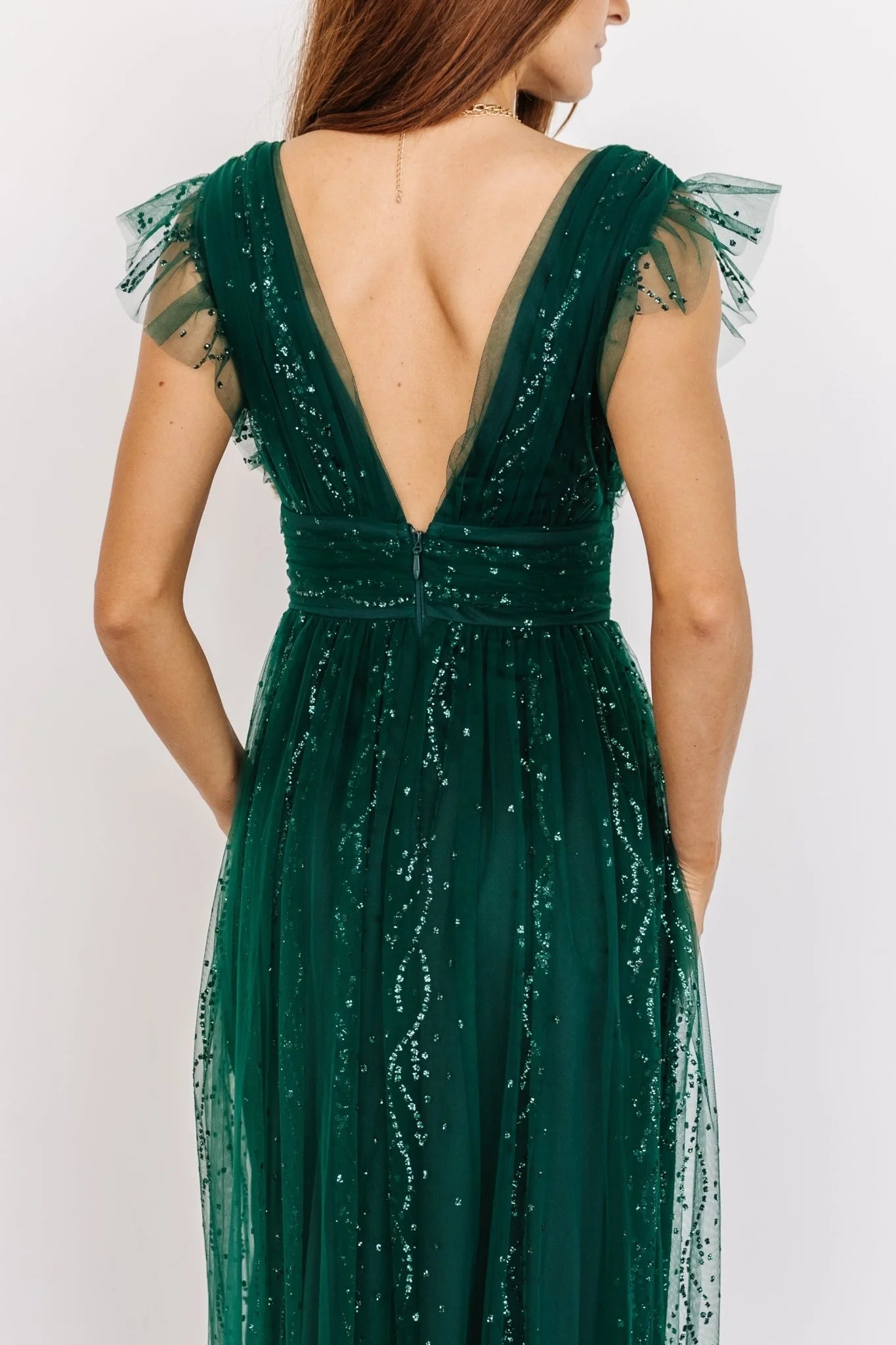 Annika Sequin Mesh Maxi Dress | Green
