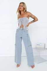 Flirt First Strapless Glitter Crop Top Silver