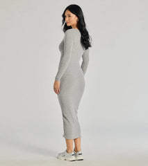 Sculpted Chic Ribbed Knit Midi Dress