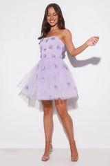 Wildflower Energy Strapless Mini Dress Lilac