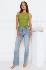 Fun In Motion Mesh Off Shoulder Top Olive