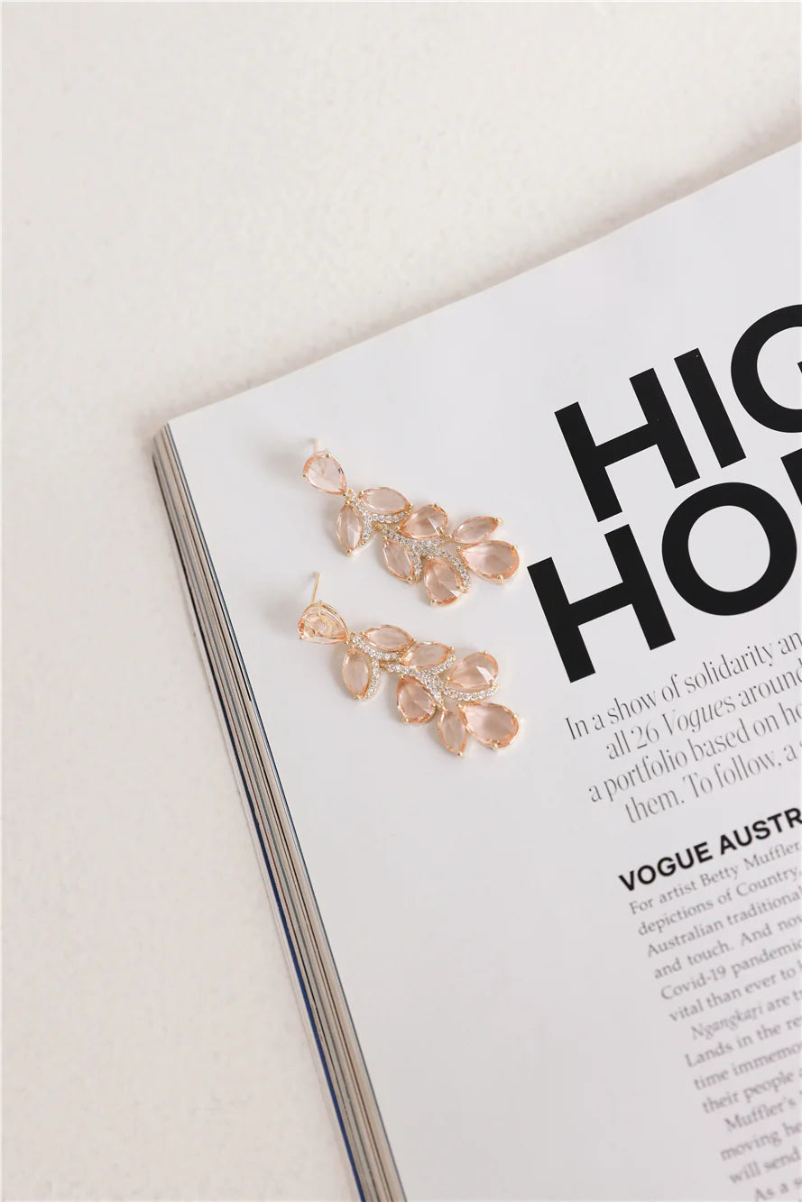 18k Gold Plated Beauty Gems Earrings Gold