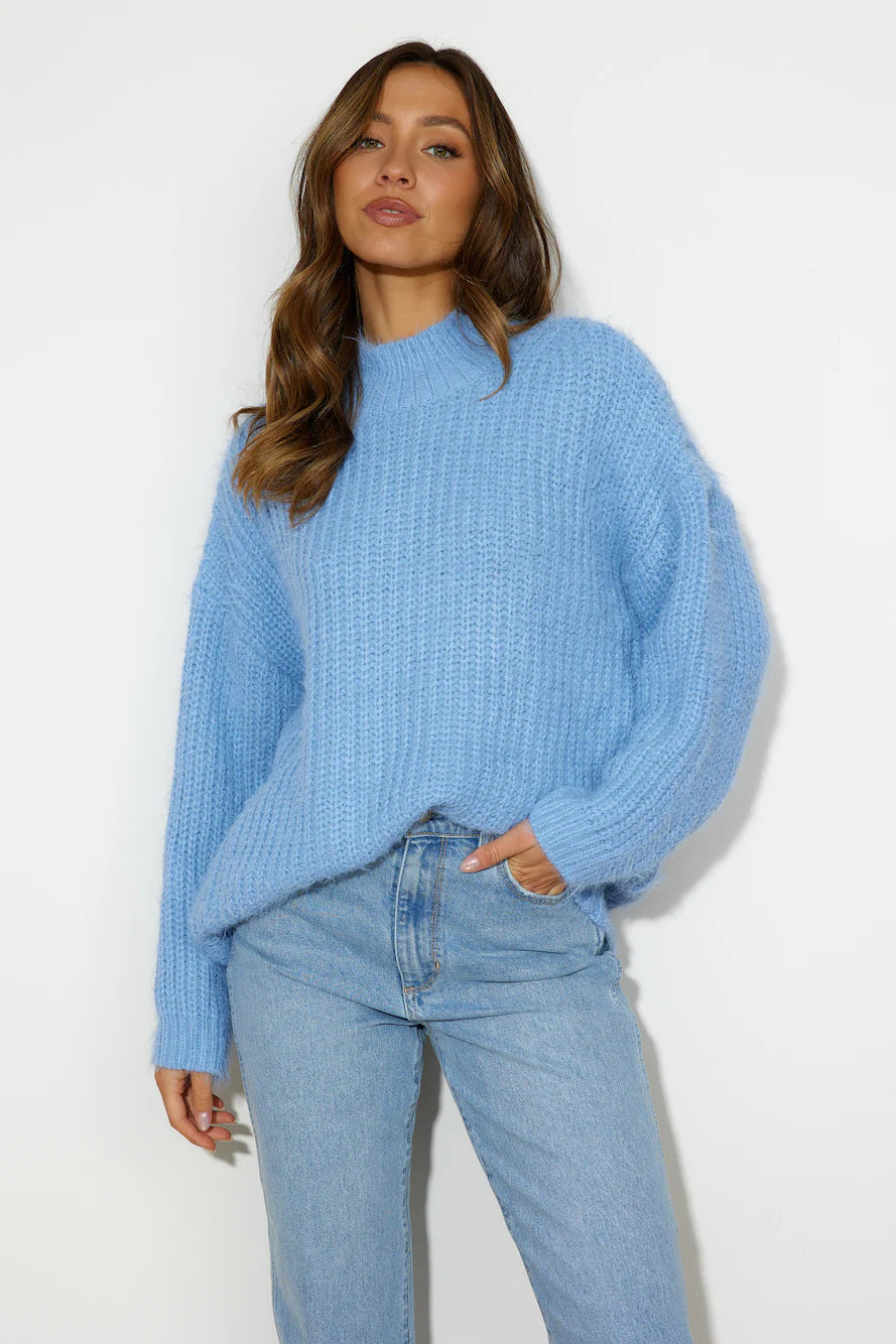 Dreamy Knitted Sweater Blue