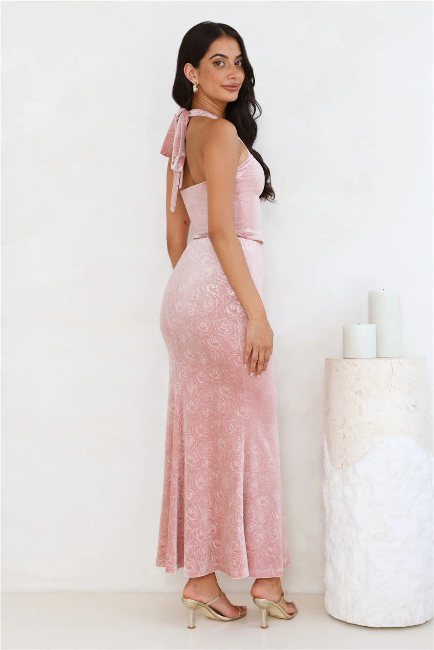 Velvet Gaze Halter Crop Top Pink