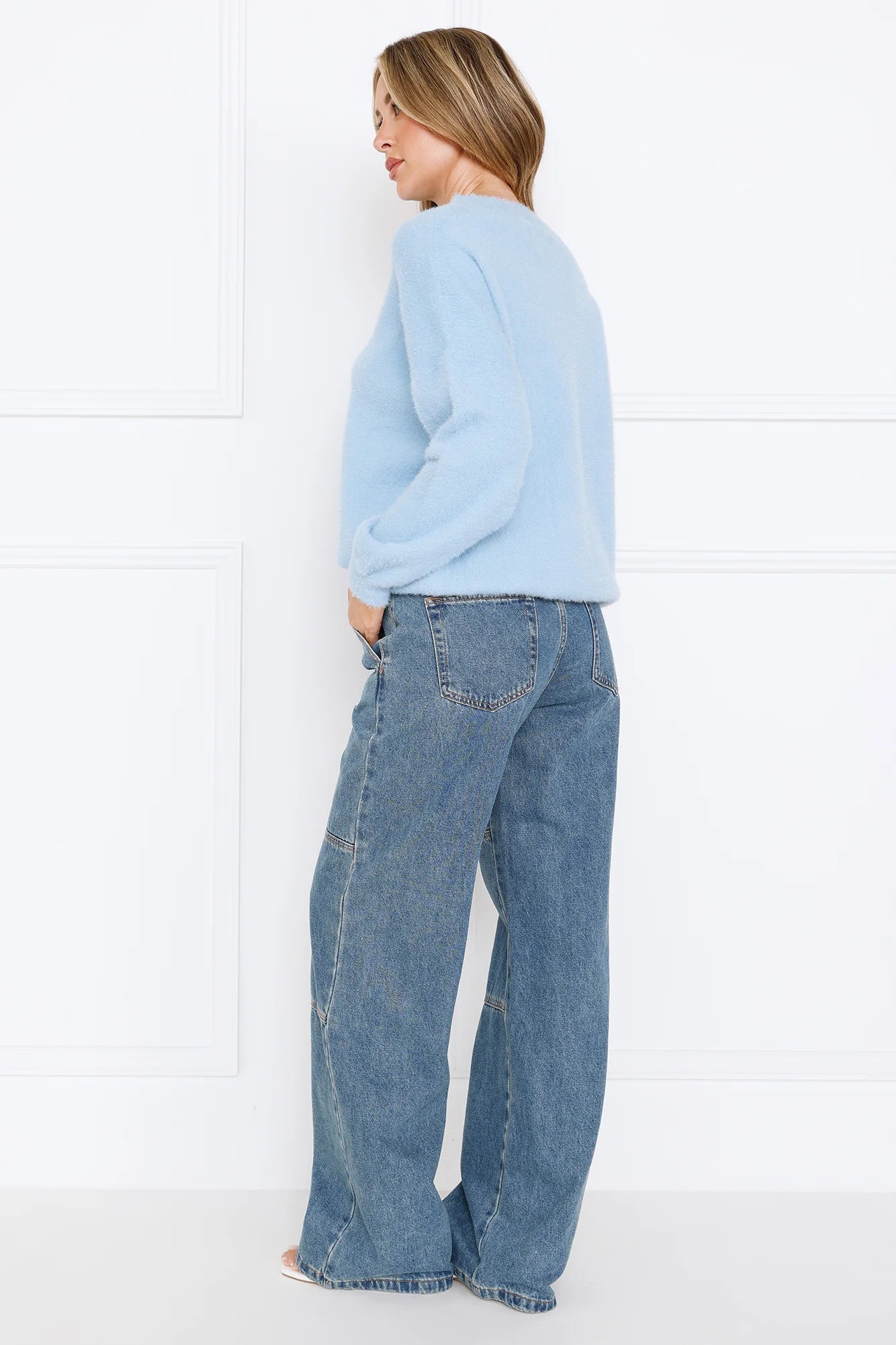 Winter Escape Knit Sweater Blue