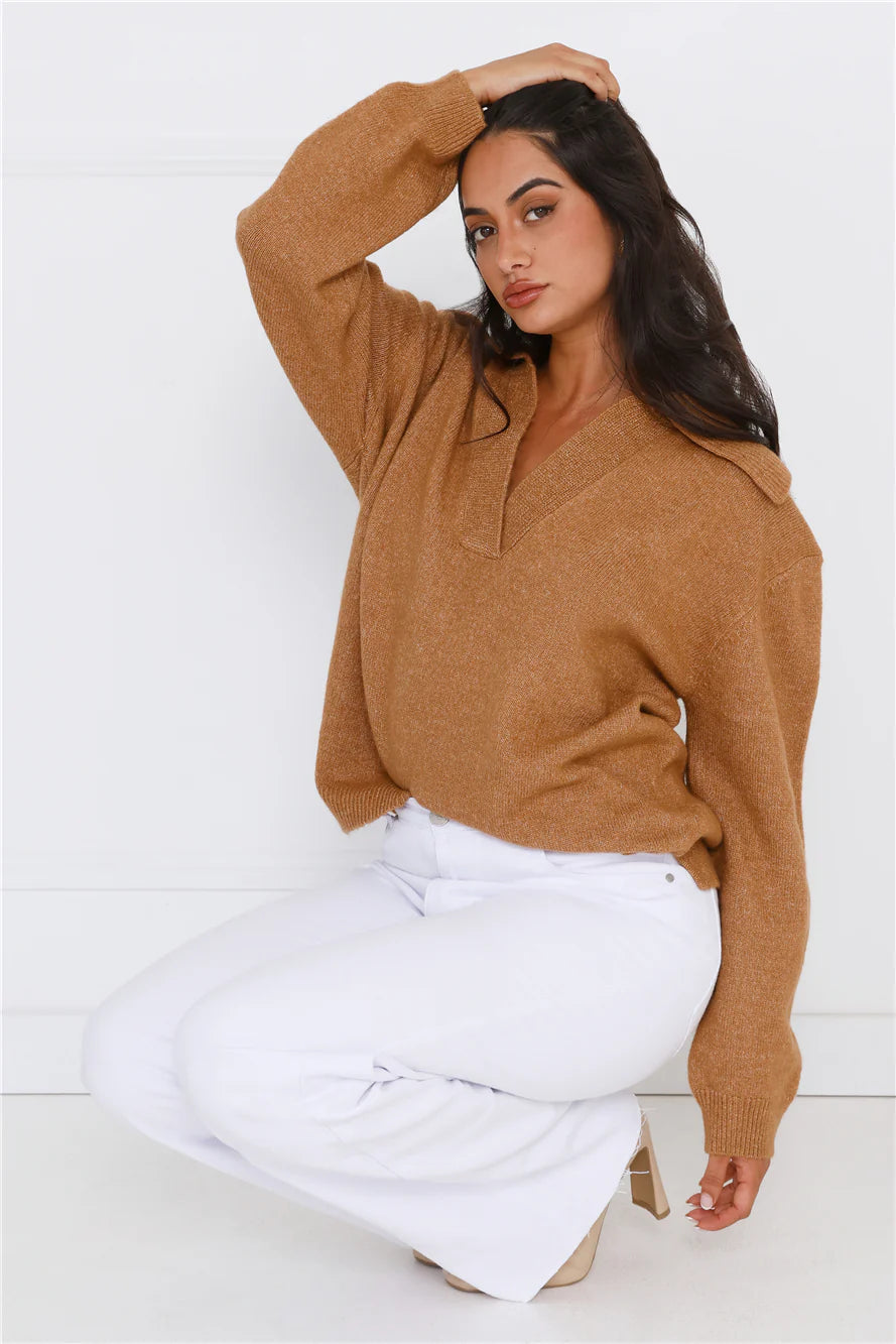 Winter Kiss Knitted Jumper Brown