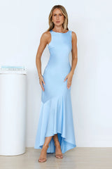 Bespoke Beauty Satin Maxi Dress Blue