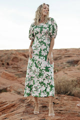 Tucson Midi Dress | Green + Pink